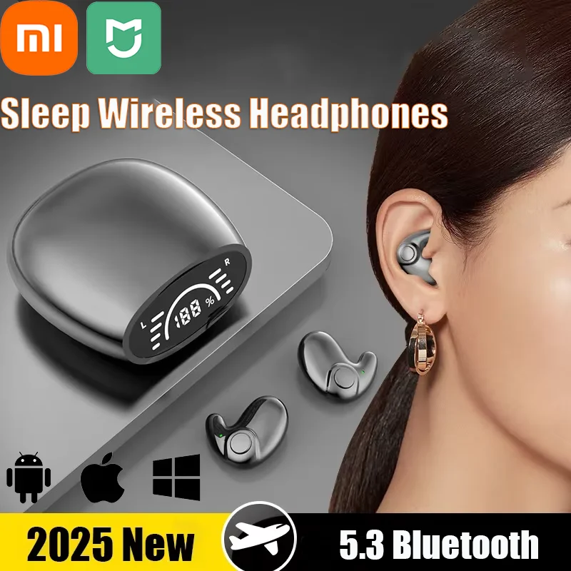 Xiaomi 睡眠目に見えないイヤホン小型ヘッドフォンノイズキャンセリングワイヤレスヘッドセットスポーツステレオ Bluetooth 5.3 Earohone