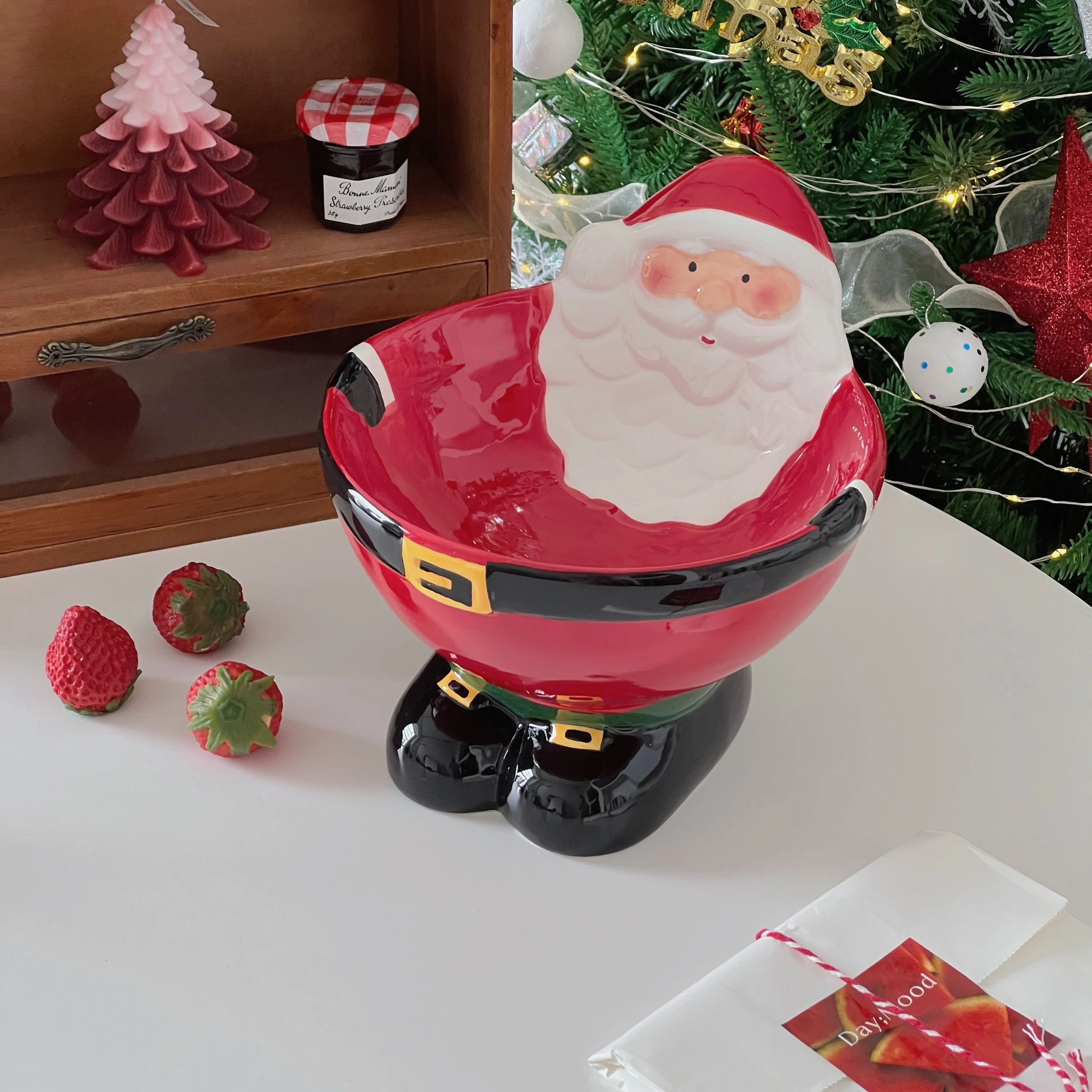 Santa Claus ceramic bowl decorations ornaments ceramic bowls fruit bowls pet bowls Christmas decorations ideas.