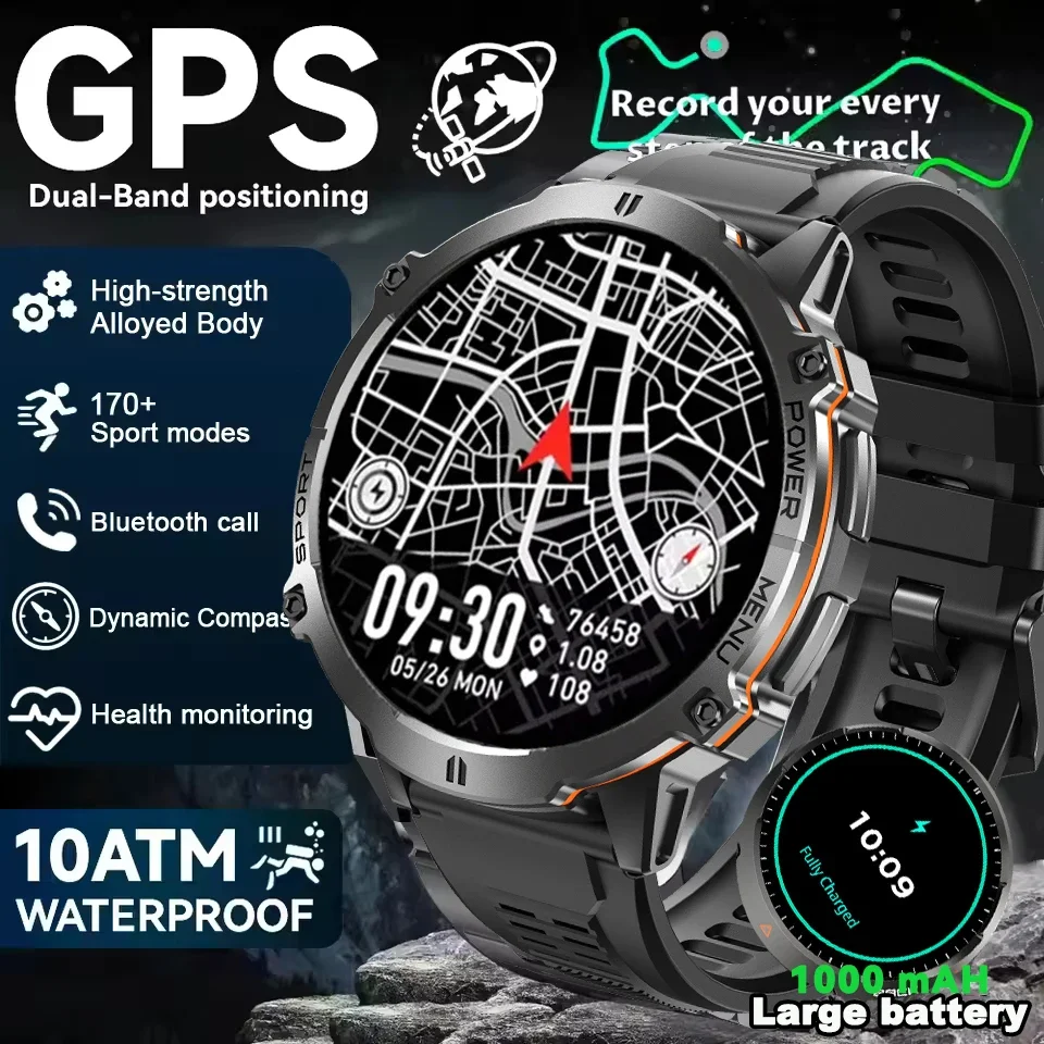 

T-Rex 3 Military Grade Smart Watch 1000mAh Battery IP68 Waterproof GPS Bluetooth Call AMOLED HD Display for Men Sports