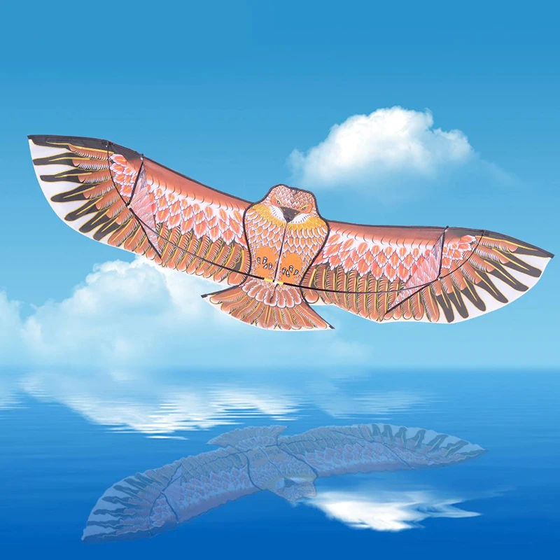 Pipa de águia plana 1.1m, pássaro voador com linha de pipa de 30 metros, pipa grande, presente para crianças, viagens familiares, jardim, esportes ao ar livre, brinquedo diy