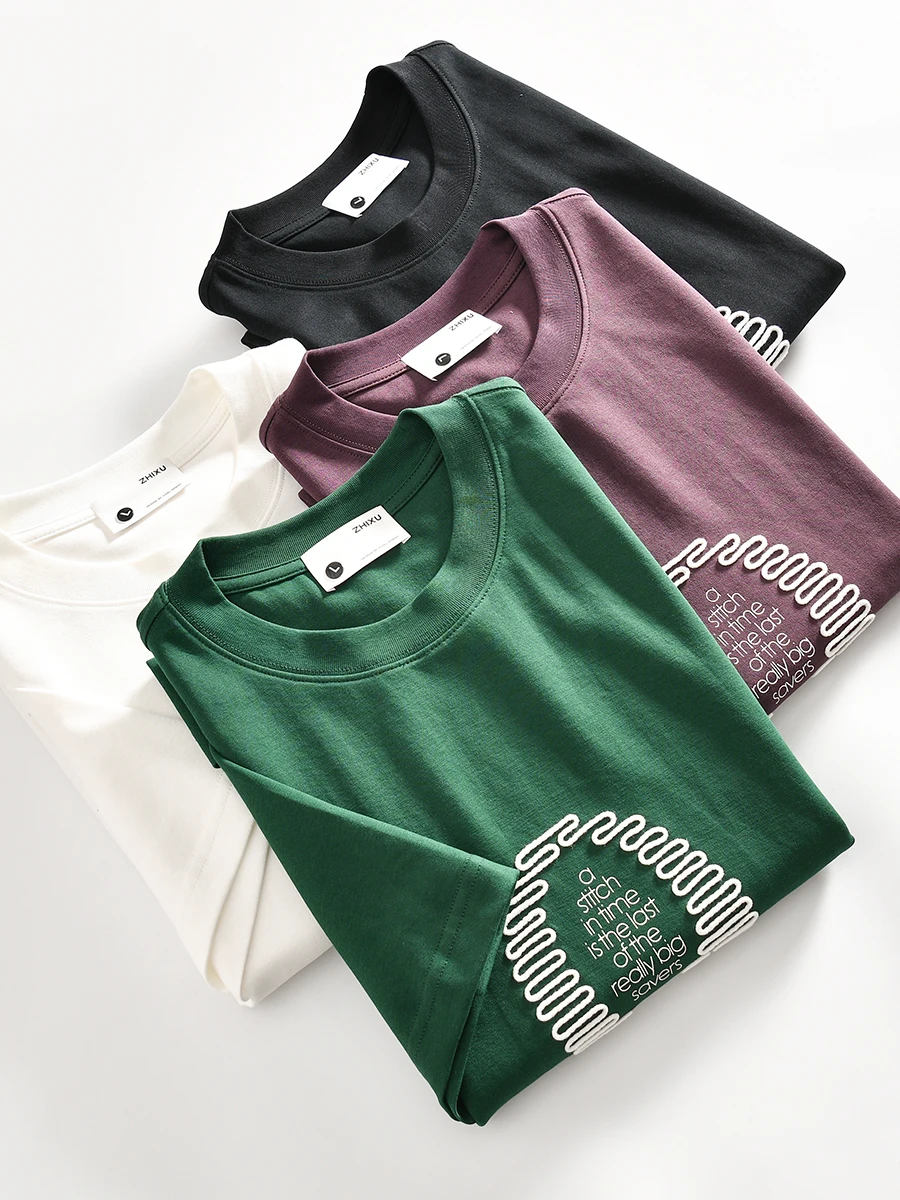 

Recommended! Men's Summer Fashion Embroidered Breathable Loose Short Sleeve T-Shirt Cotton Washed Combed Cotton Youth Trend