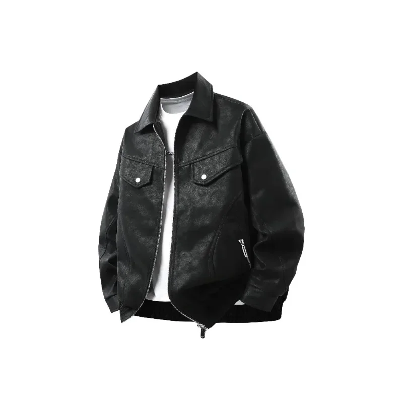 High Quality Fashionable Handsome Imitation Leather Jacket for Autumn Winter Outdoor Hiking Camping Comfortable and Warm Jacket