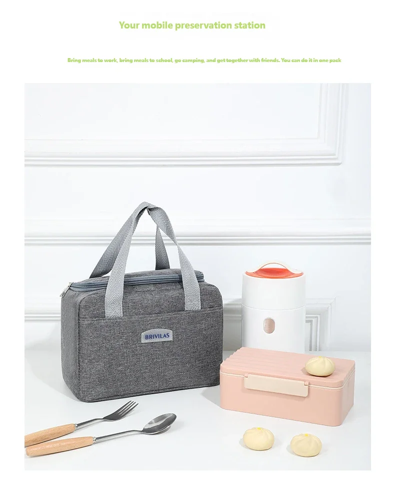 Lunchtasche mit Schultergurt, Griff, Kühltasche für Damen, tragbare Lebensmitteltasche für Arbeit, Studenten, Thermo-Lunchbox, Kühlschranktasche – Detail 31