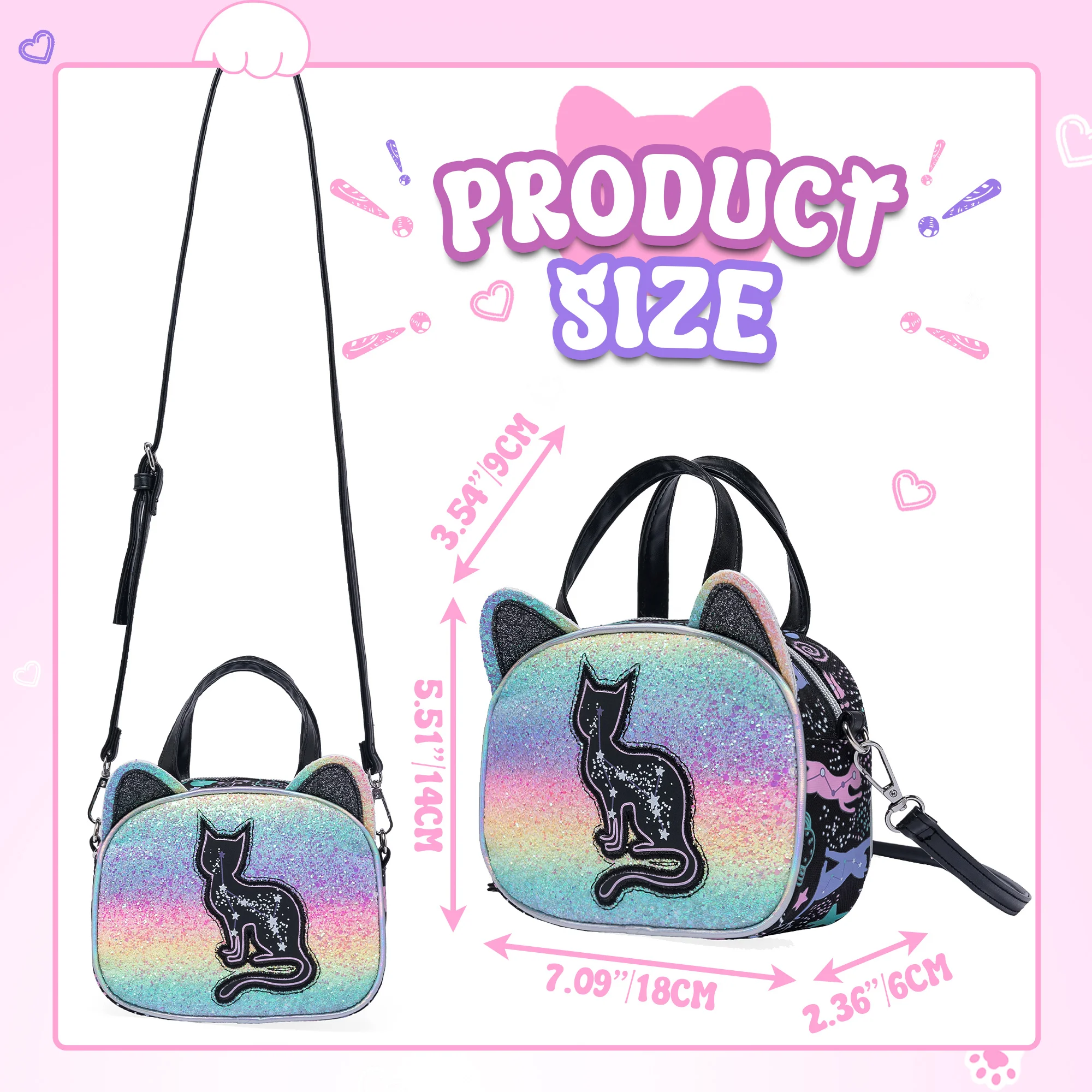 Girls Crossbody Bag Adjustable Strap Nylon Zipper Purse Cute Fashion Lightweight Perfect Gift for Kids
