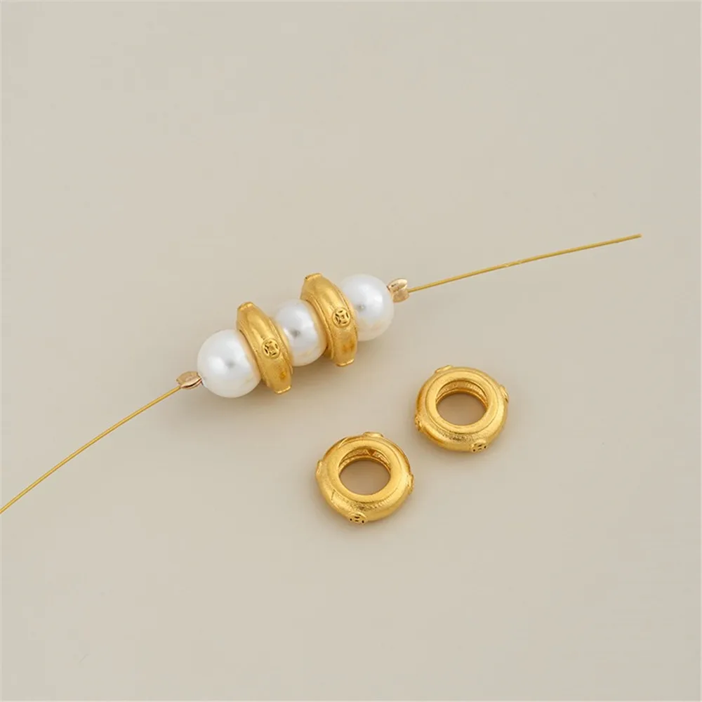 1pcs Sand Gold Accessories Handcrafted Circular Rings Concentric Rings Large Hole Spacer Beads Diy Bracelet Jewelry Materials