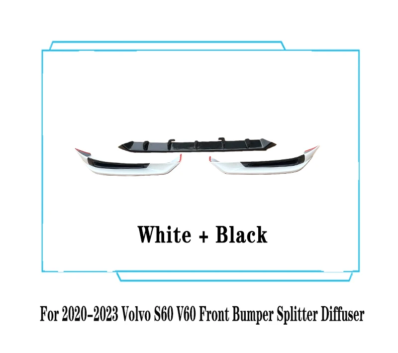 Voor 2020--2023 Volvo S60 V60 Voorbumper Splitter Diffuser Spoiler R ONTWERP Auto Achterhoede Cover ABS Plastic body Kit Meubi