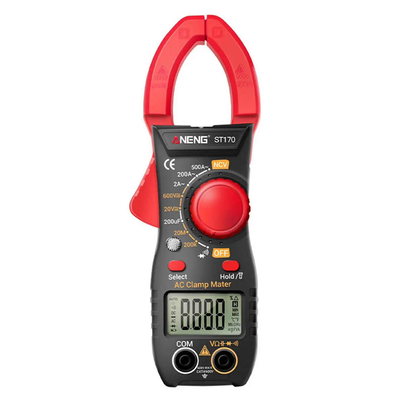Electrical Test Device Digital Clamp Meter Non Contact AC Current Flashlight LCD Display for Service and Maintenance