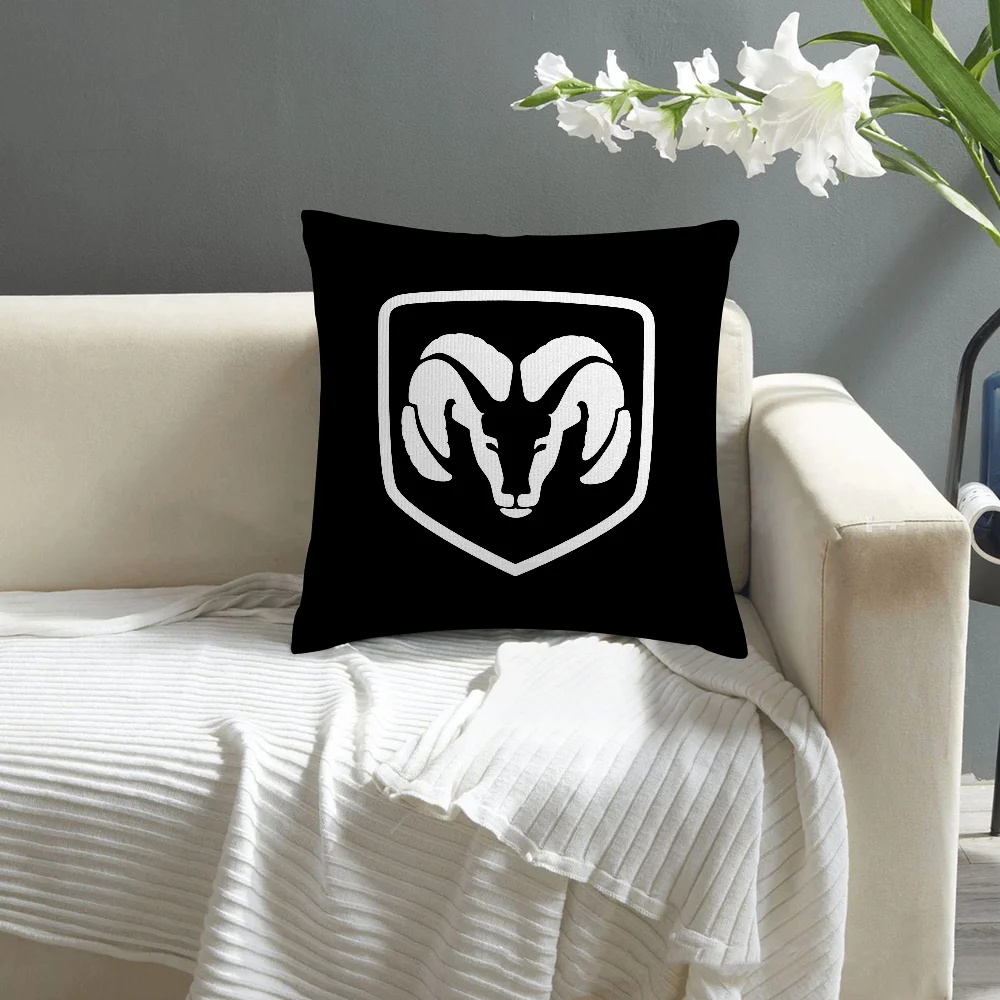 D-Dodges 車のロゴ枕カバーソファ装飾ホーム両面プリントぬいぐるみ正方形スロー枕カバークッション装飾カバー