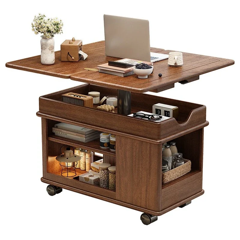 

Solid wood lift coffee table, removable, trolley, dual-purpose sofa side cabinet
