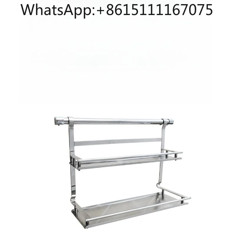 304 Stainless Steel Wall Mounted Kitchen Spice Rack, Double Tier Condiment Jar Storage Organizer, Kitchen Wall Hanging Holder