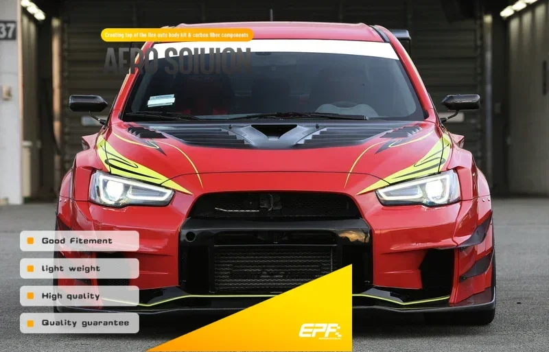 For Mitsubishi EVO 10 VRSV3 Style Fiberglass Front Bumper With Carbon Canard (Can use on VRSV2 Wide Kit and VRS17 Ultimate Kit)