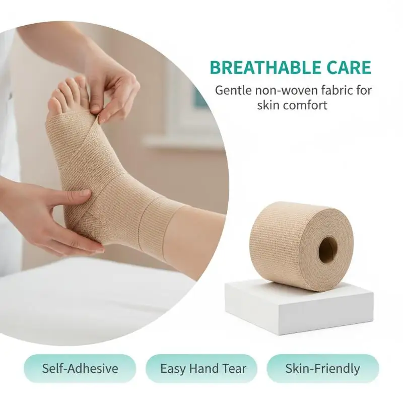 5Pcs Disposable Sports Self Adhesive Elastic Bandage 2.5/5/7.5/10cm Non Woven Wraps Fixing Finger Wrist Leg