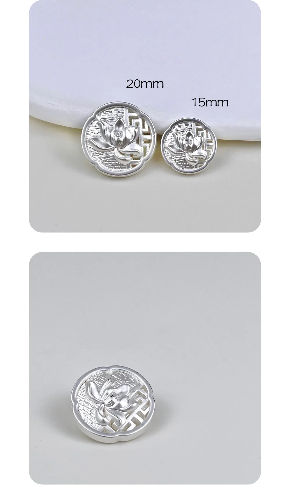 10 stücke Metall Knopf Kleidung Tasche DIY Handwerk Hochwertige Aushöhlen Dekorative Gravieren Lotus Chinesischen Stil Tasten Zubehör – Detail 7