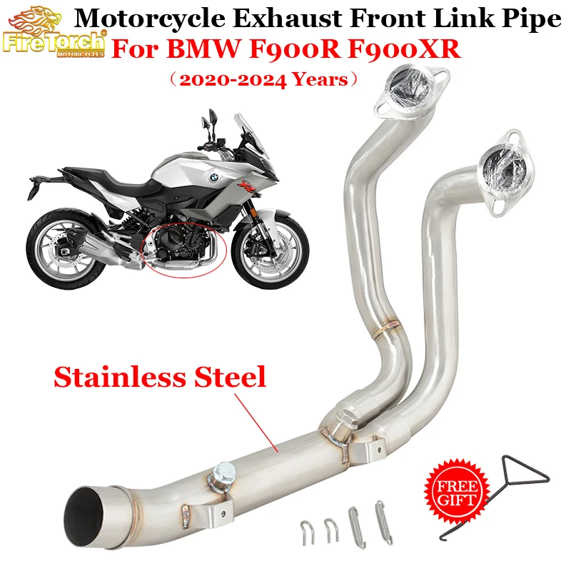 Slip On For BMW F900R F900XR 2020 2021 2022 2023 2024 Motorcycle Exhaust System Stainless Steel Front Link Pipe Muffler