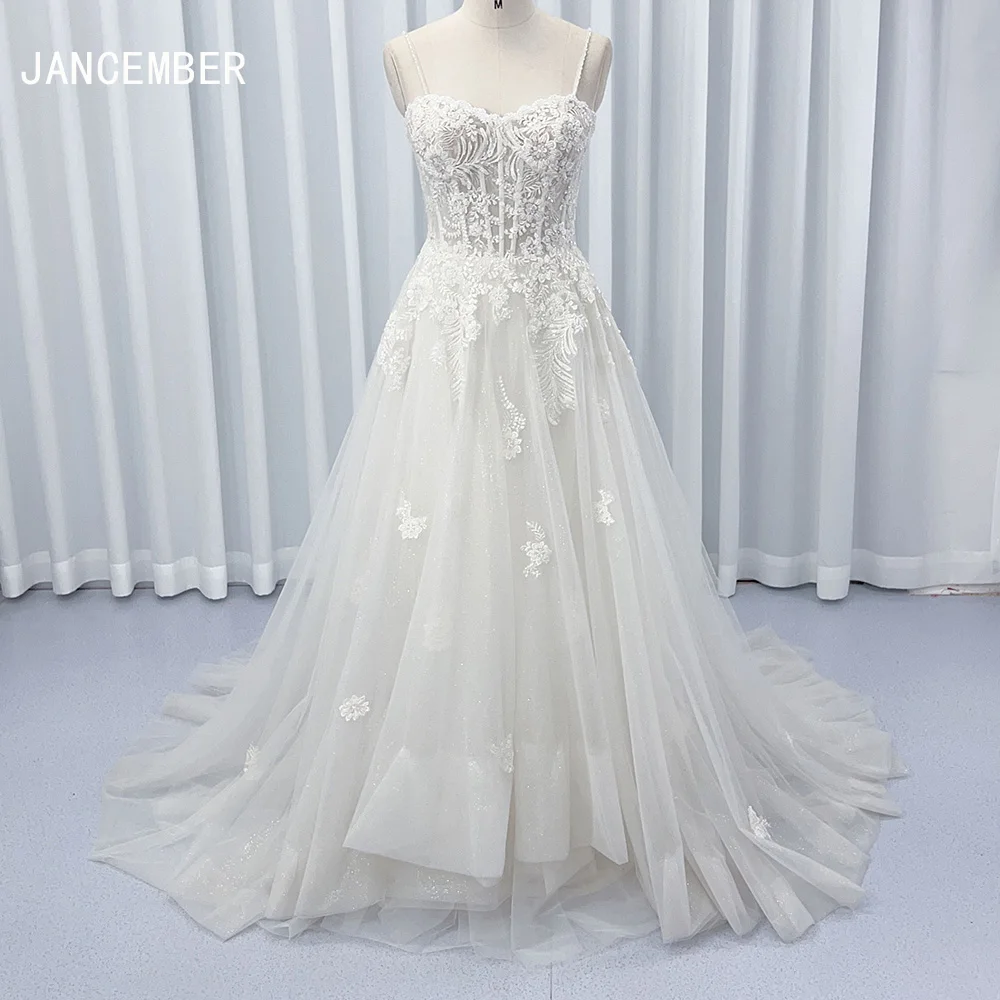 

Customized Lace Wedding Dress Sparkling Beads Tulle Lace Bridal Dress Custom Wedding Dresses Hx04