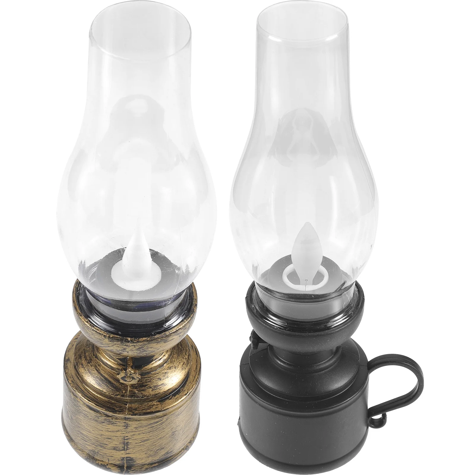2 個 LED ランプ電子 C フレームレスレトロオイルライトヴィンテージランタンキャンプハイキング緊急用