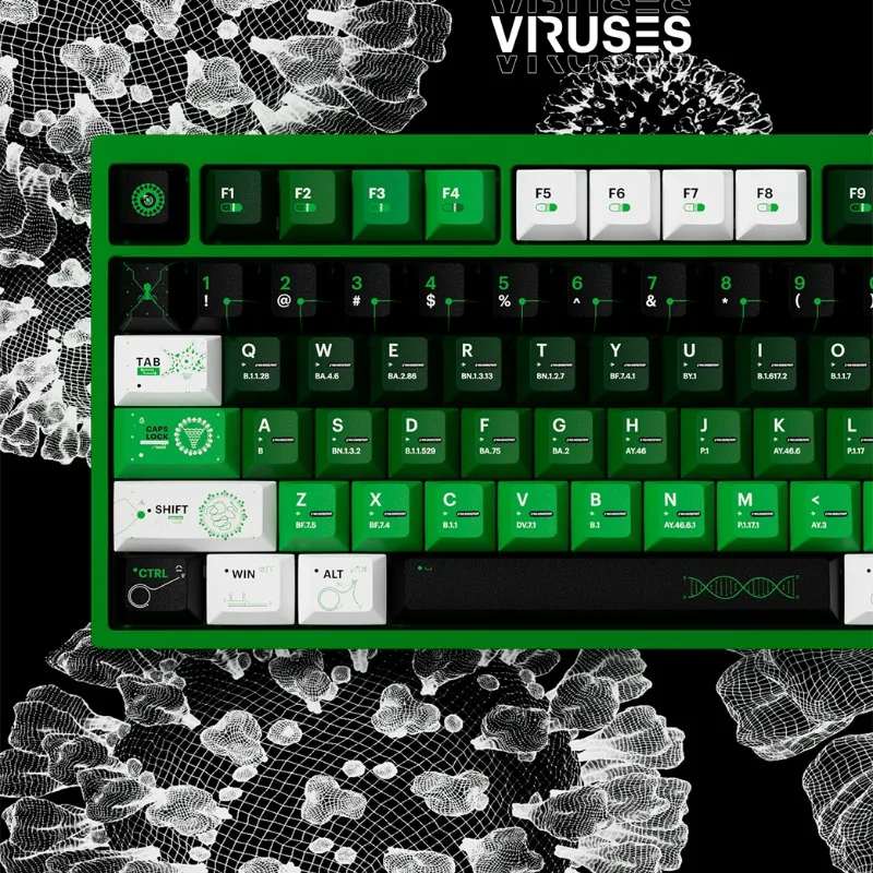 

MiFuny VIRUSES Theme Keycaps 144 Keys PBT Keycap Cherry Profile Keyboard Caps for Custom Mechanical Keyboard Gaming Accessories