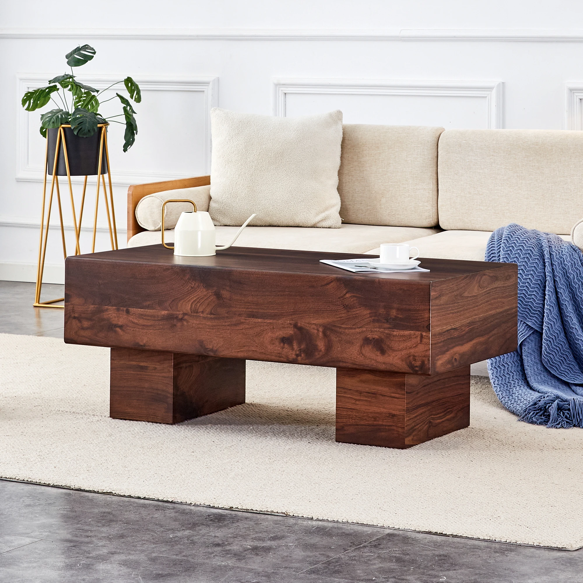 

Modern Stylish Wood Coffee Table with Tea Feature for Home Use Wood Panel Living Room Furniture