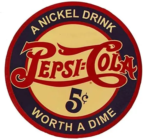 Round Cola Tin Sign A Nickel Drink, Worth A Dime-Metal Wall Vintage Sign