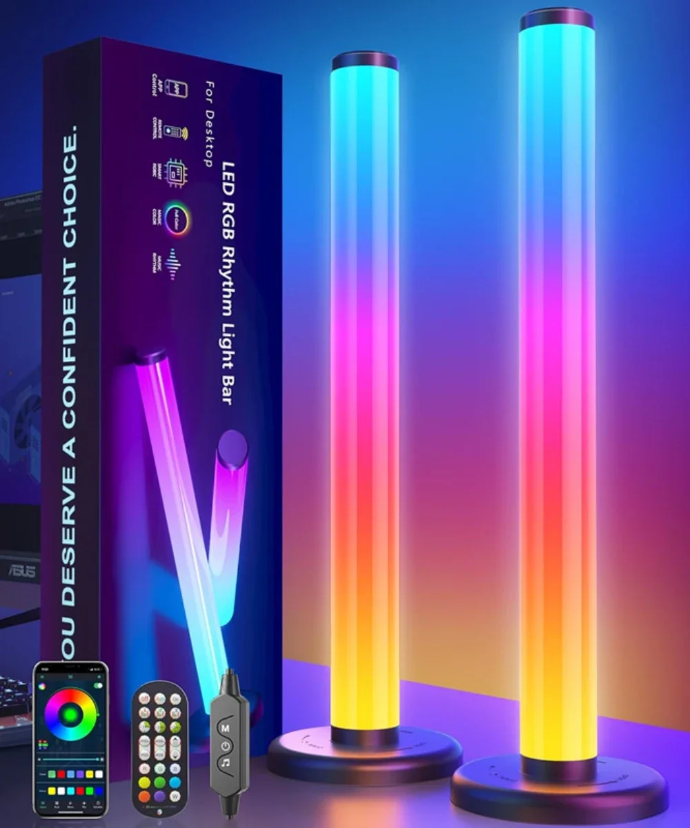 Smart Light Bar 360 ° RGB Light Bar LED TV retroilluminazione lampada con musica fai da te sincronizzazione barra luminosa a colori per PC, TV, decorazione della sala giochi