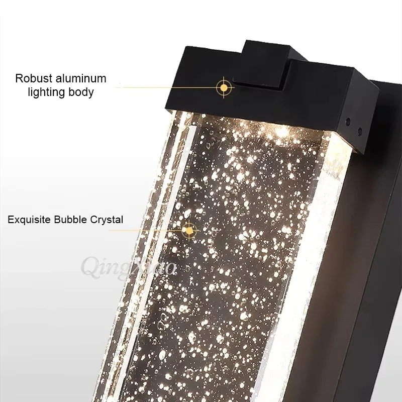 Rectangular Bubble Crystal Wall Mount Accessory Waterproof Outdoor Villa Staircase Courtyard Facade Decoration