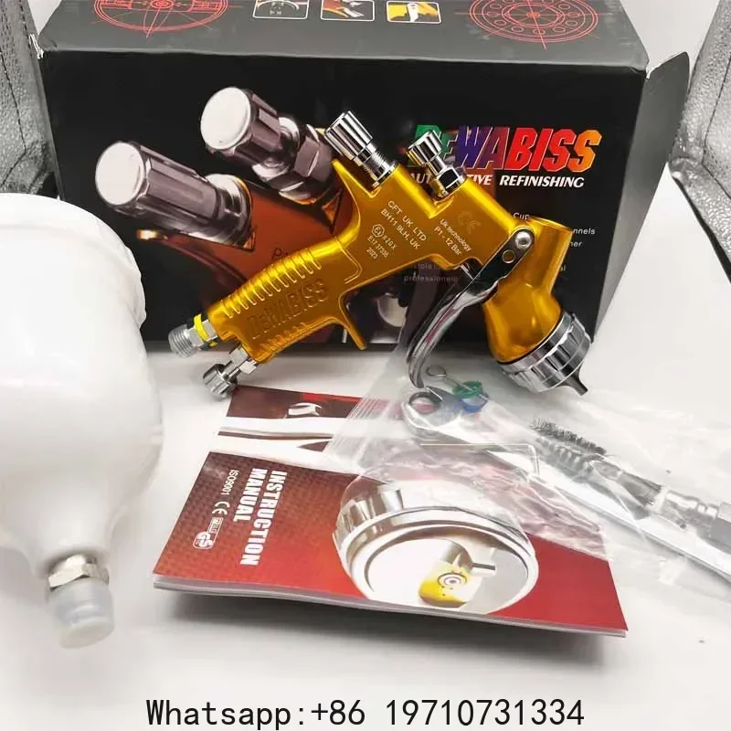 Spray Gun G T Pro Painting Gun TE20/T110 1.3mm/1.8mm Nozzle Glod With Mixing Cup Water Based Air Spray Gun Airbrush