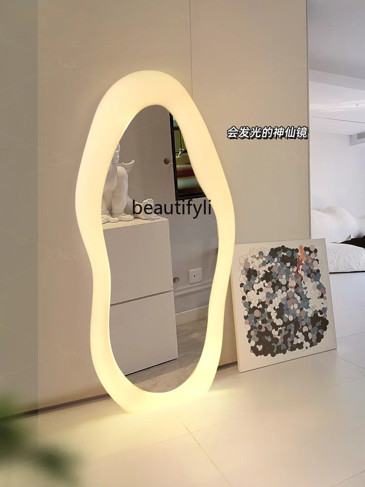 

Luminous Clouds Floor Full-Length Mirror Bedroom Girls' Home Shaped Irregular Dressing Mirror