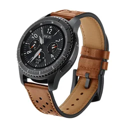 20/22mm strap For Galaxy Watch 6 5 4 classic 46mm/42/Active Samsung Gear S3/Sport Genuine Leather Band Huawei Watch GT S 3 2 46