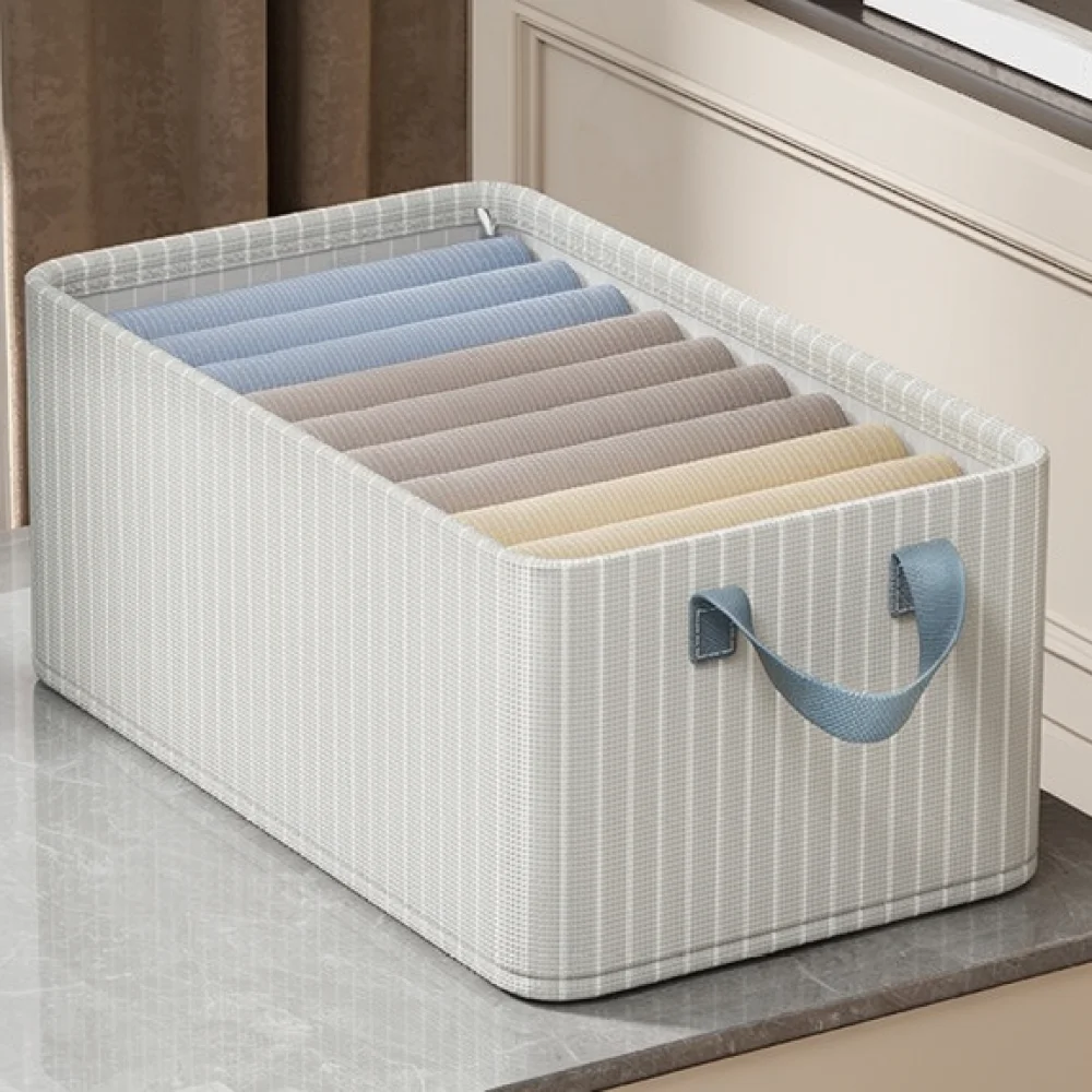 Large Foldable Organizer Box Durable Fabric Container For Clothes Closet Wardrobe Bedroom Drawer Storage Solution