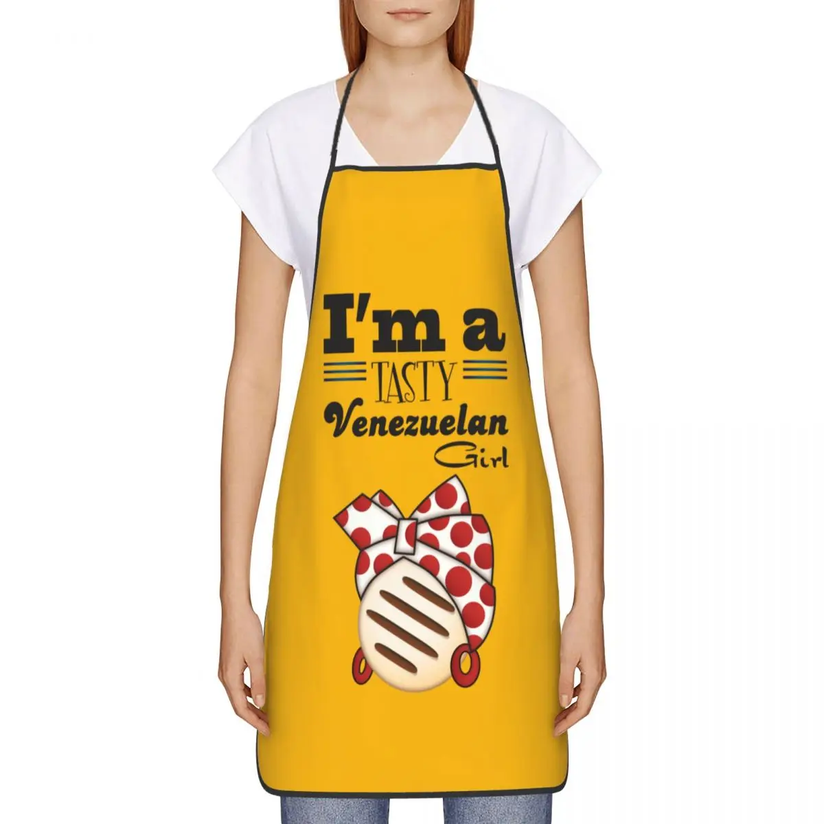 Custom Arepa Venezuela Im A Tasty Venezuelan Girl Bib Apron Men Women Unisex Kitchen Chef Tablier Cuisine for Cooking Baking