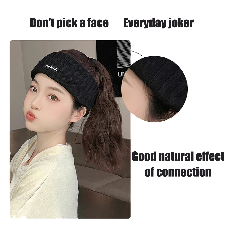 Synthetic Hat Wig for Women One-piece Fashionable Lazy Slightly Curly Hair Baseball Cap Fluffy Empty Top Hat Natural Hat Wig