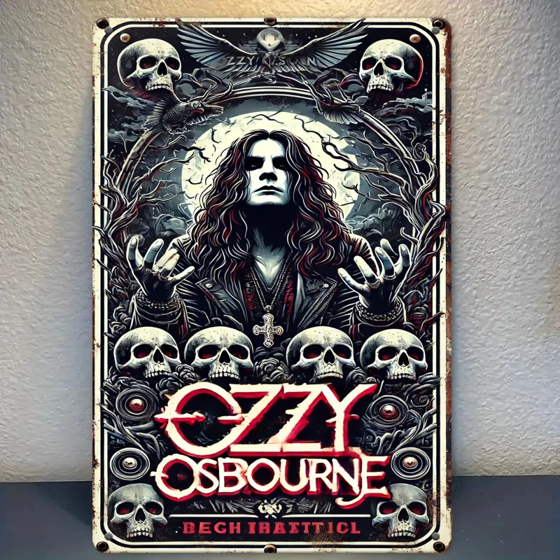 [Vintage Ozzy Osbourne Sign] Vintage Metal Tin Sign, ,  | Retro Wooden Wall Art, Pre-Drilled for Easy Hanging, Ro