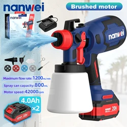 Nanwei 20V Cordless Lithium Paint Spray Gun High Frequency Inverter Professional Electric Sprayer for Home Improvement