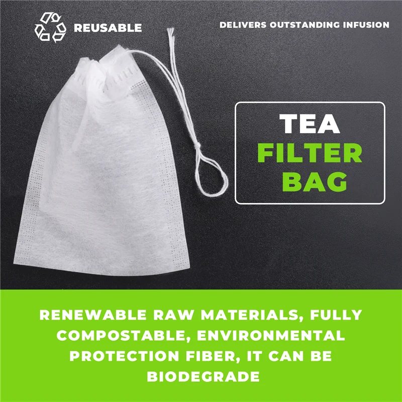 ABUH-1000Pcs/lote nuevo Pla filtros de bolsas de té biodegradados cordones de fibra de maíz ultrasónicos bolsas de té filtro de café 6X8cm