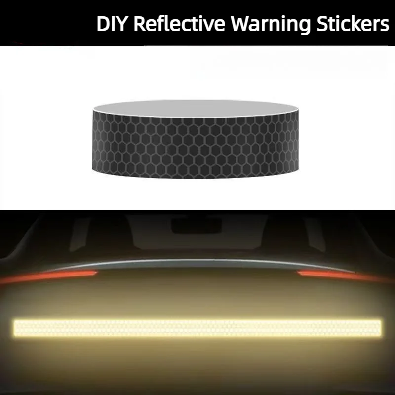 Fita Refletiva Preta Adesiva à Prova d'Água, Decalque de Advertência Refletivo para Carro, Moto, Bicicleta e Capacete