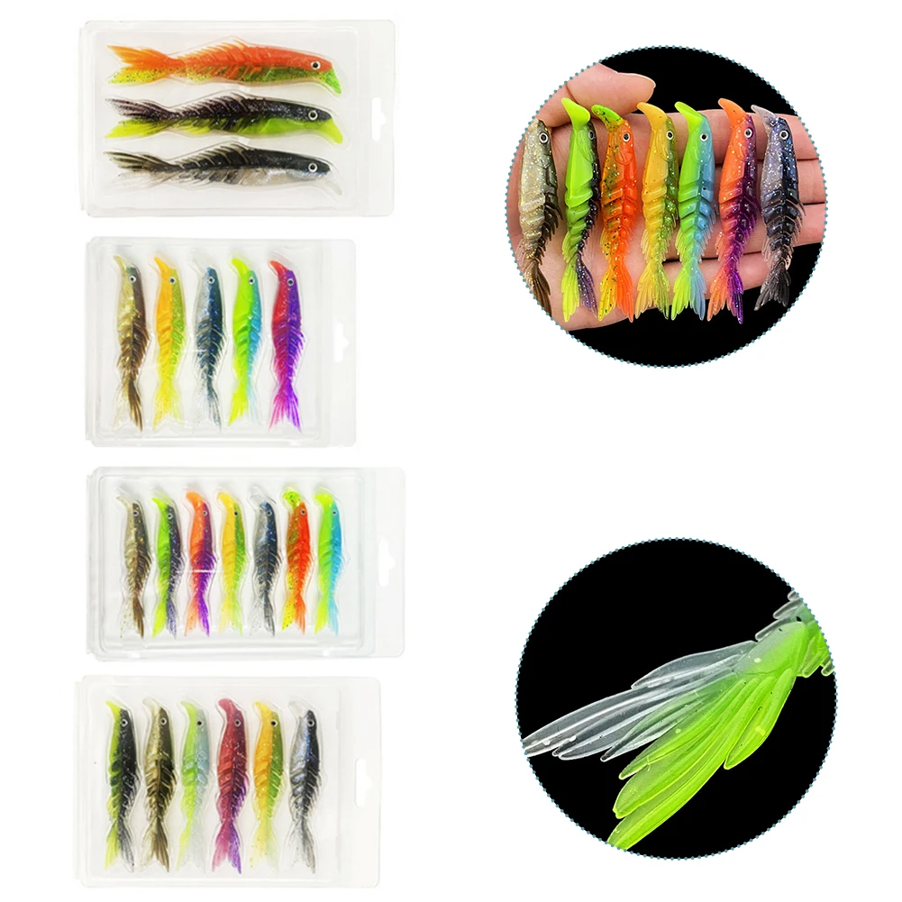 1 Set Perch Pike Fishing Bait Soft Double Color Multi Join Bone Fish Paddle Tail  Box Bait Simulation Fishing Bait Fish Tools