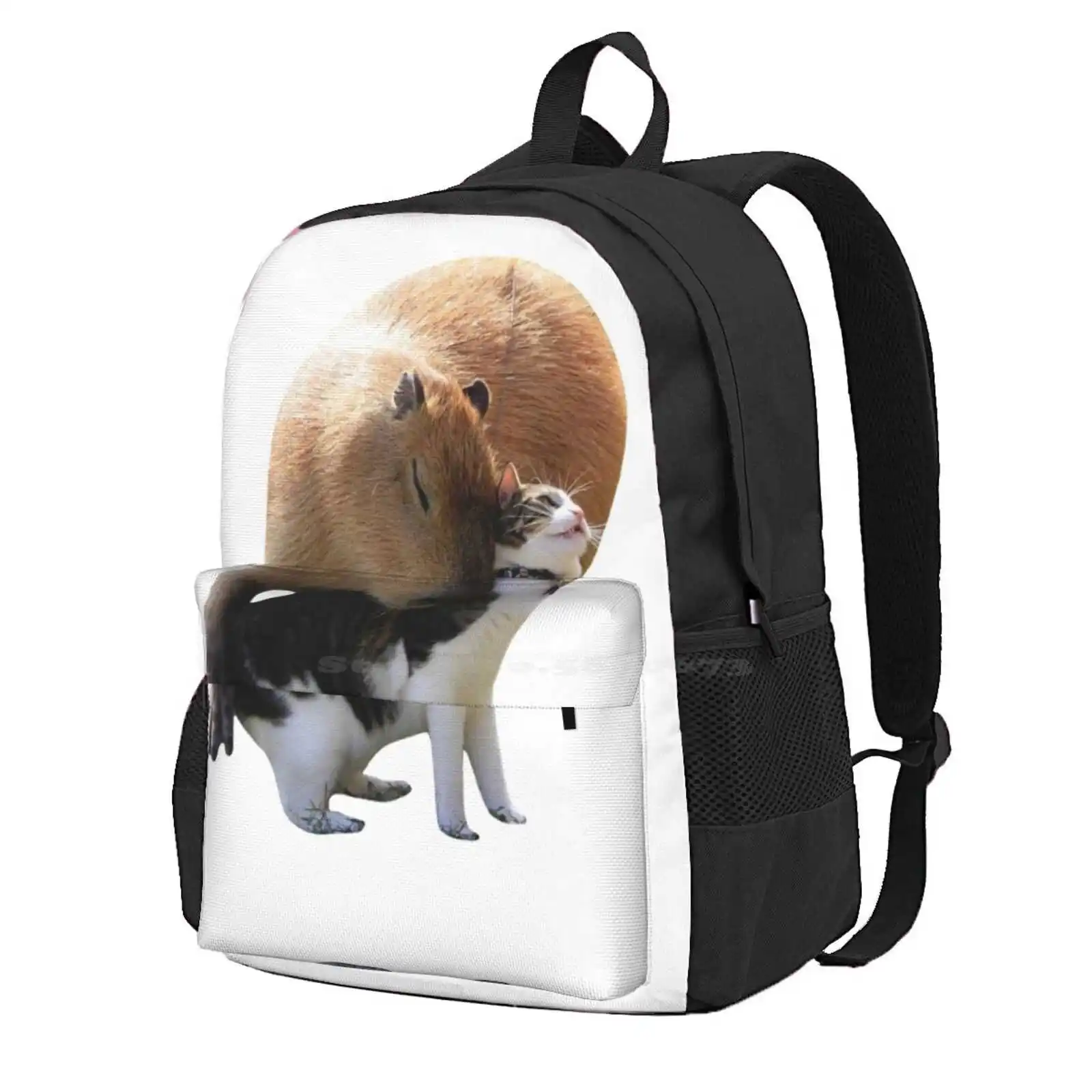 

Capybara & Cat Hot Sale Schoolbag Backpack Fashion Bags Sitting Capybara Cute Capybara Adorable Capybara Brazil South America