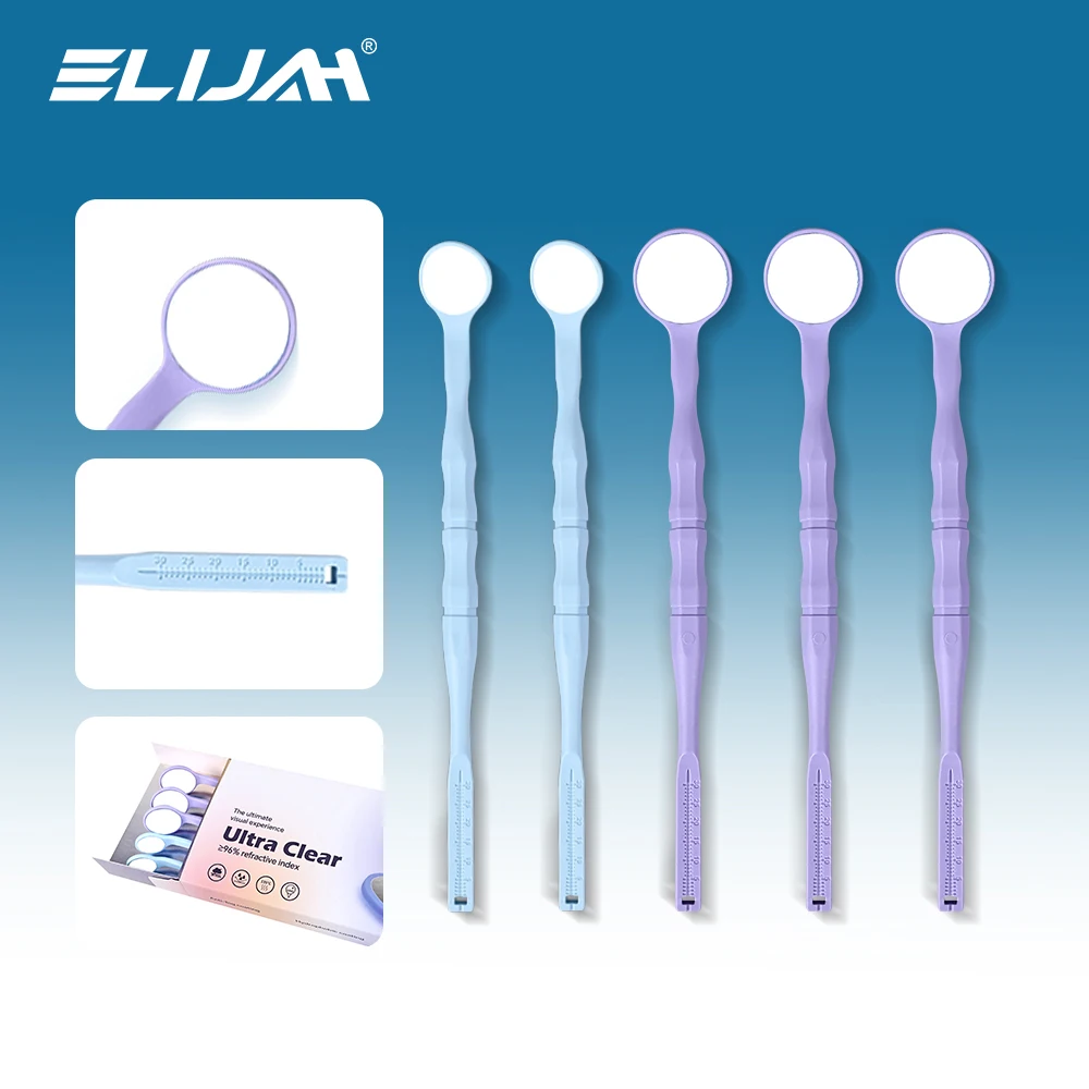 

ELlJAH 5Pcs/Box Dental Ultra Clear Mouth Mirror Dentist with Scale Handle Anti-Fog Ultra HD Mirror Surface Dentistry Tools