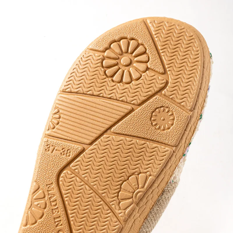 Neue orientalische Flachs-Hausschuhe für Damen, Sommer, für den Innenbereich, Sommer-Holzboden-Hausschuhe für Herren, Frühling und Herbst – Detail 12