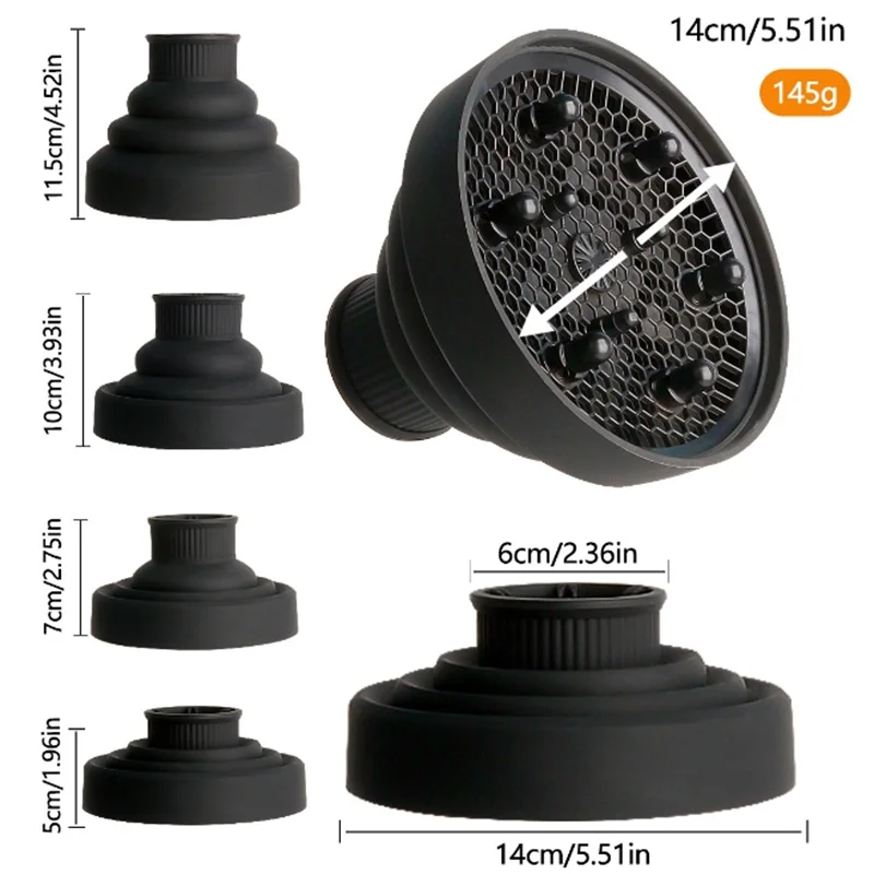 

складной силиконовый фен, диффузор, регулируемый термостойкий диспергирующий фен, универсальный салонный инструмент, 1 шт. ﻿