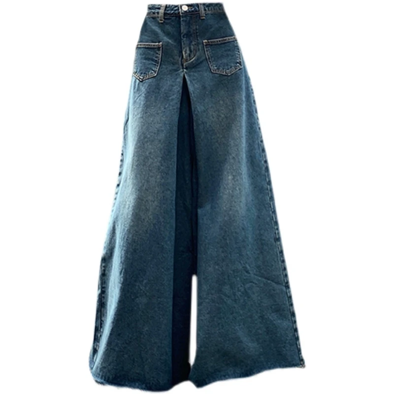 

plus Size Vintage High Waist Wide Leg Jeans Women's Sle Casual Slimming Long Pants Spring Autumn Faion Ladies' Denim