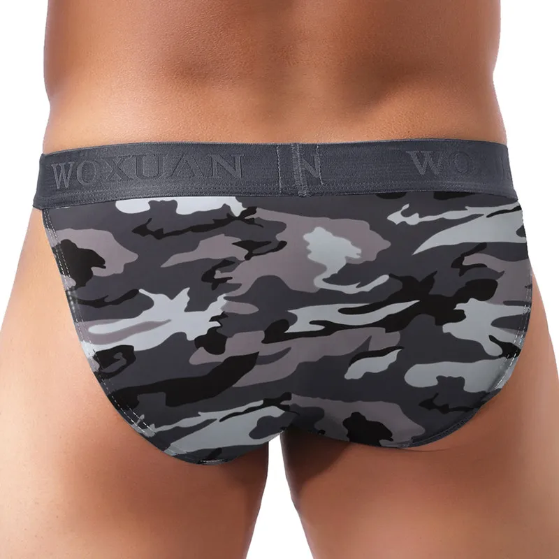 Camouflage High Fork Breathable Camouflage Clear Muscle Sexy Men\'s Underwear Fashion Low Rise Lingerie Male Panties