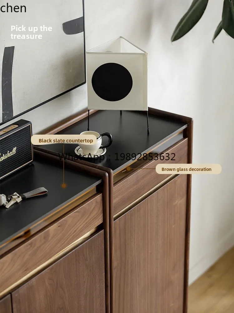 ii  black walnut shoe cabinet small apartment entrance all solid wood rock slab countertop locker
