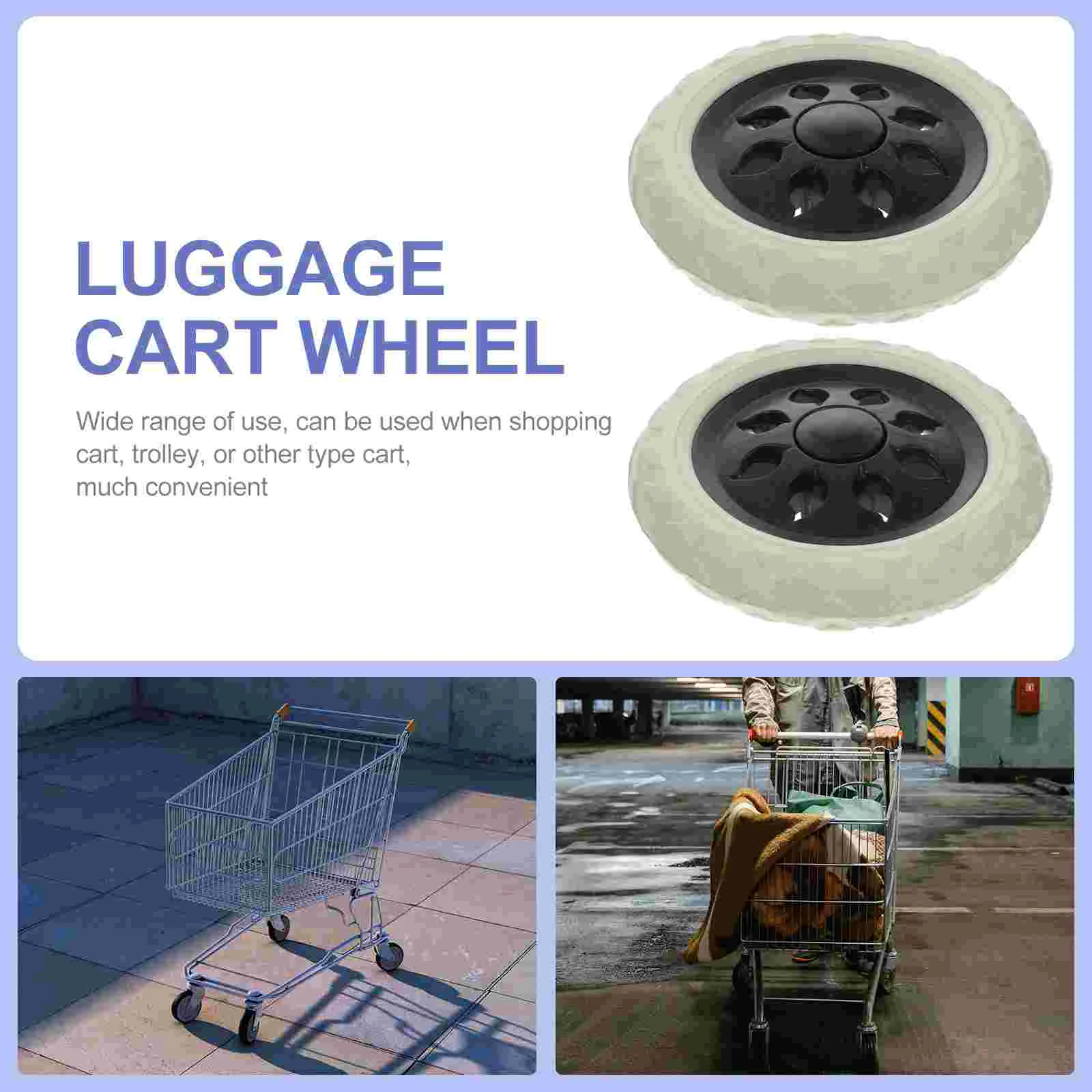 Sostituzioni di rotelle per carrelli da 2 pezzi Ruote per carrelli per bagagli Shopping con gomma + schiuma resistente