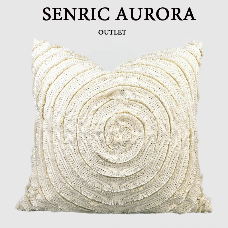 Luxury Cushion Cover 30x50 45x45 50x50cm Beige Vortex Square Pillow Case For Home Hotel Bed Living Room Sofa