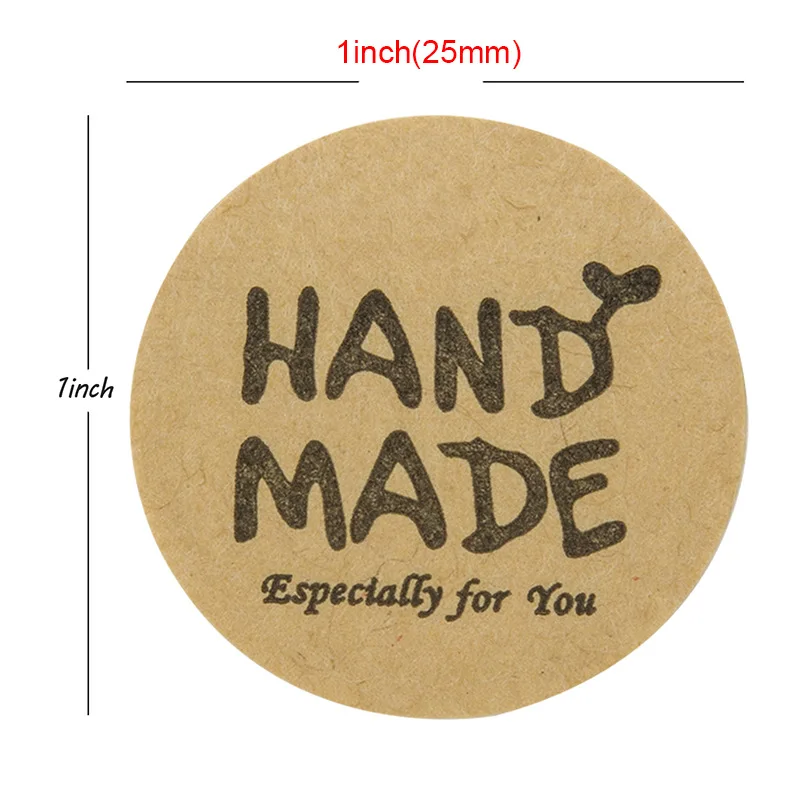 50pcs Round Natural Kraft Thank You Stickers seal labels  Labels per wad Hand Made With Love Stickers Office Stationery sticke