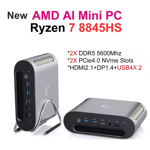 FEVM FA880 Ryzen 7 8845HS MINI PC Win11 Pro Dual DDR5 5600Mhz PCie4.0 NVMe SSD WIFI6 BT5.2 2*USB 4.0 Desktop Gaming Computer