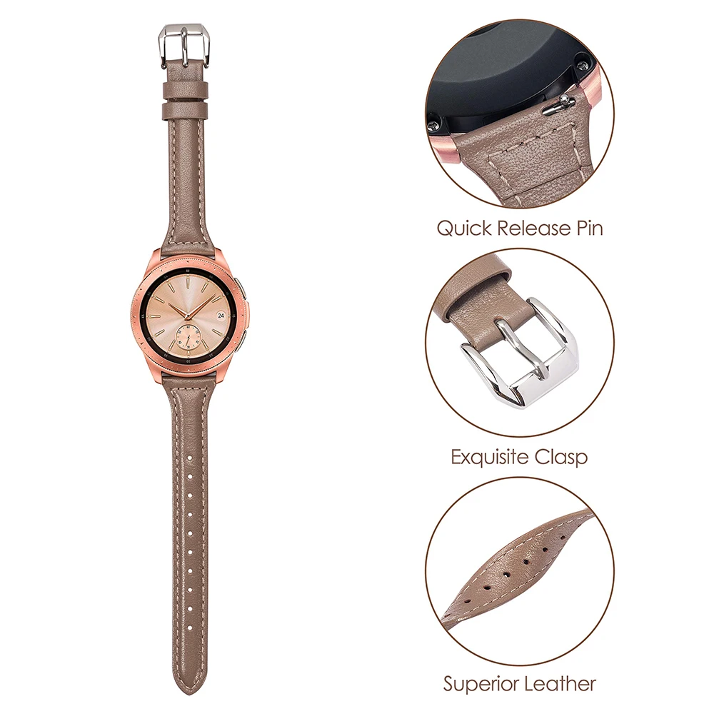 20-22mm slim Genuine Leather Strap for Samsung Galaxy Watch Active2 40mm 44mm watch4 5 watch5 pro watch5 classic 42mm 46mm