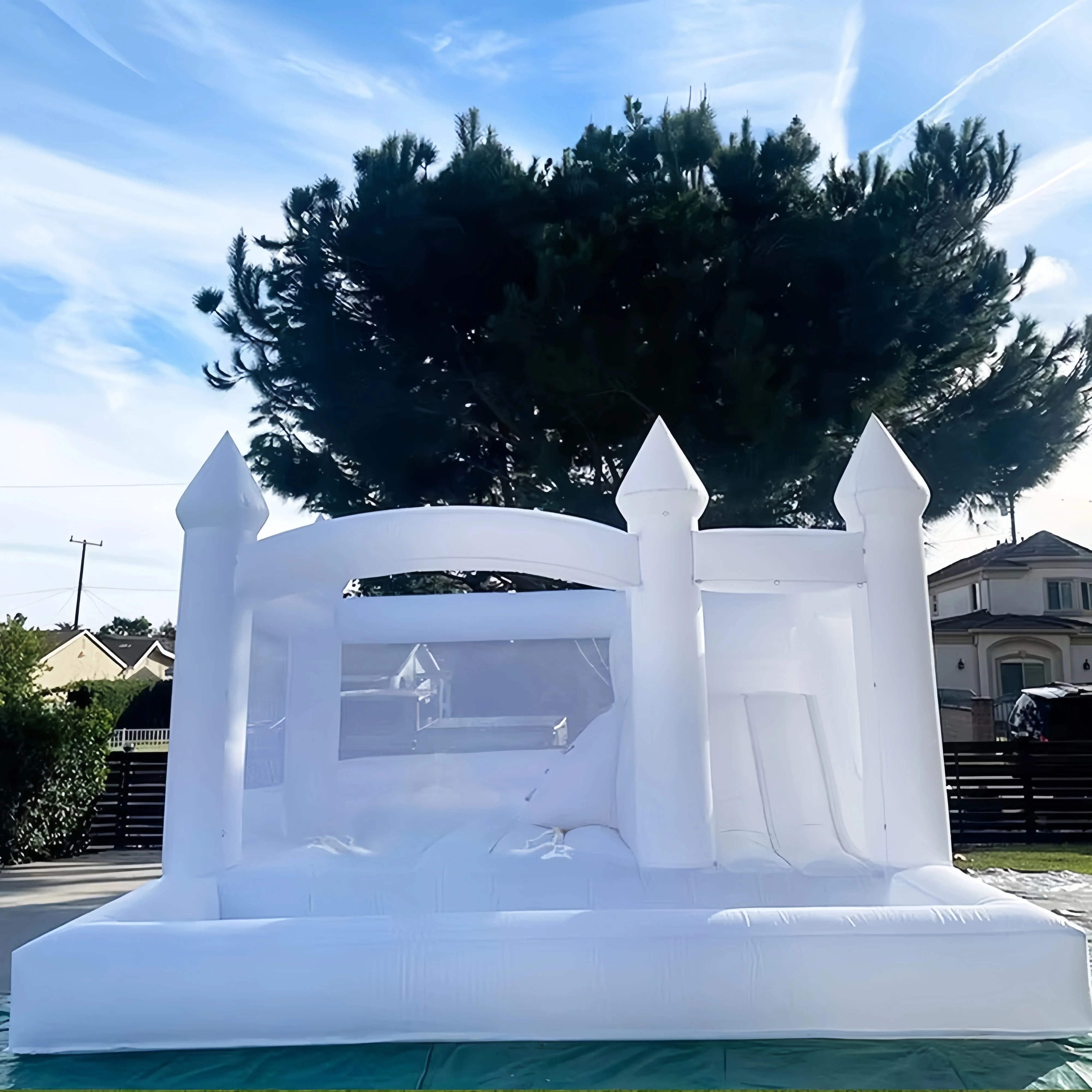 

Inflatable White Bounce House for Big Kids Adults with Slide &Ball Pit Commercial PVC White Bouncy Castle Wedding Party Decor