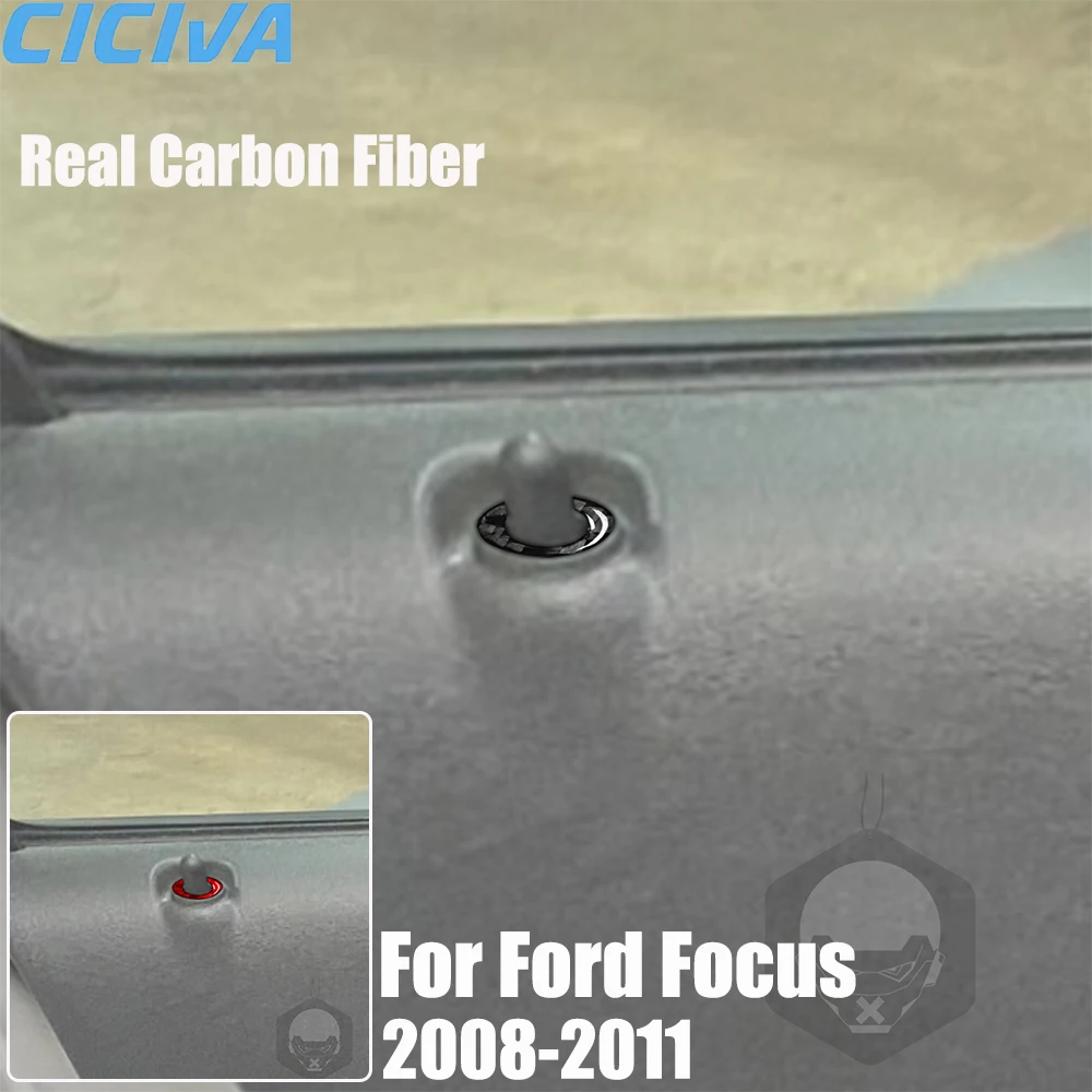Acessórios de Carro em Fibra de Carbono Real, Anel de Fechadura da Porta, Capa Decorativa, Adesivo Macio para Ford Focus MK2 S/SE/SES/SEL 2008 2009 2010 2011